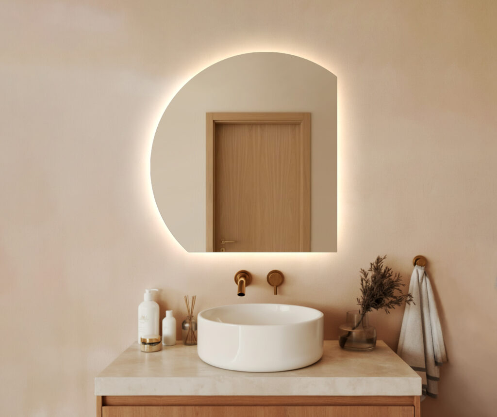 Lustro LED - Półokrągłe podświetlane ze ściętymi bokami