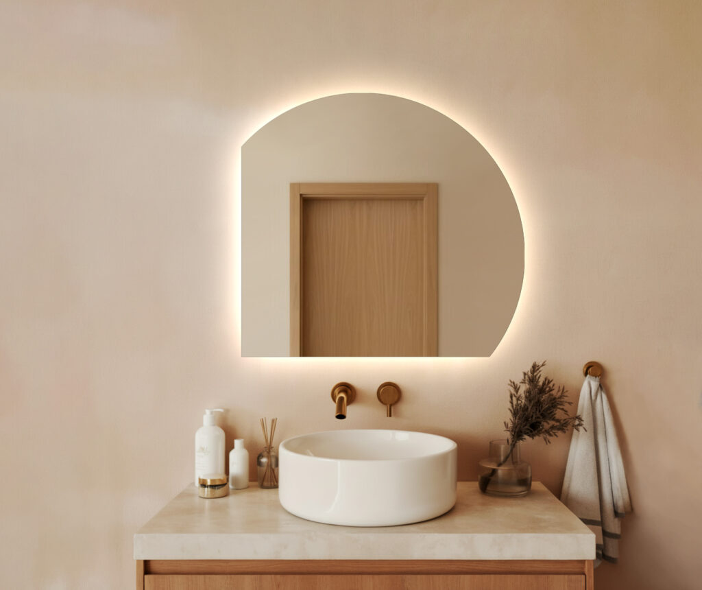 Lustro LED - Półokrągłe podświetlane ze ściętymi bokami