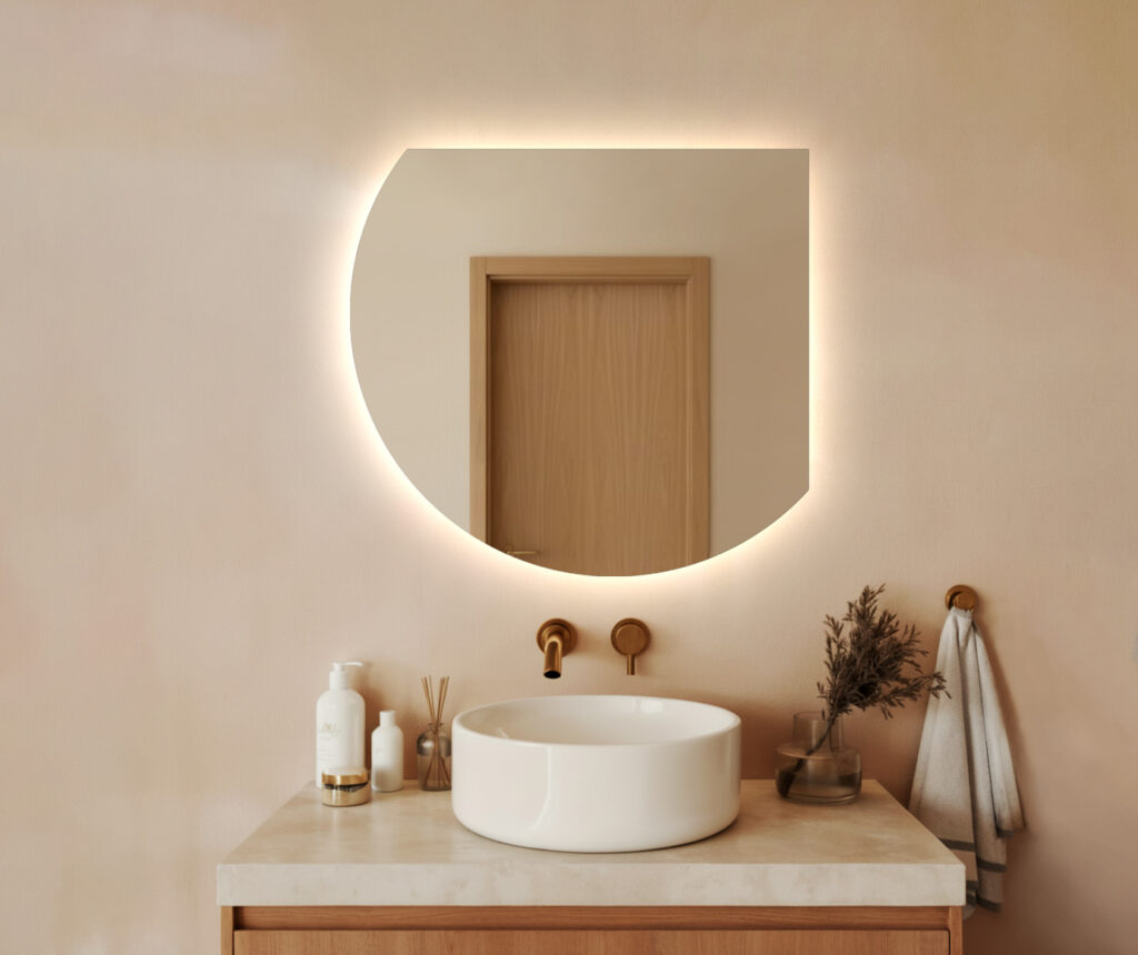 Lustro LED - Półokrągłe podświetlane ze ściętymi bokami