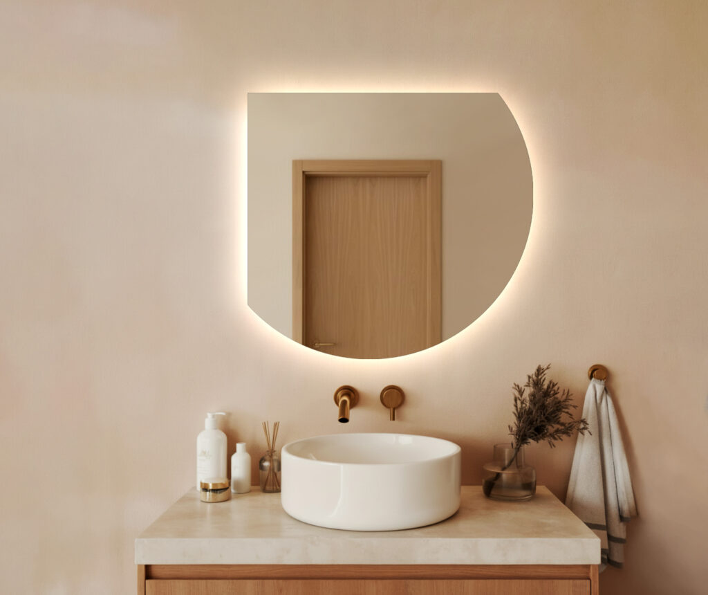 Lustro LED - Półokrągłe podświetlane ze ściętymi bokami