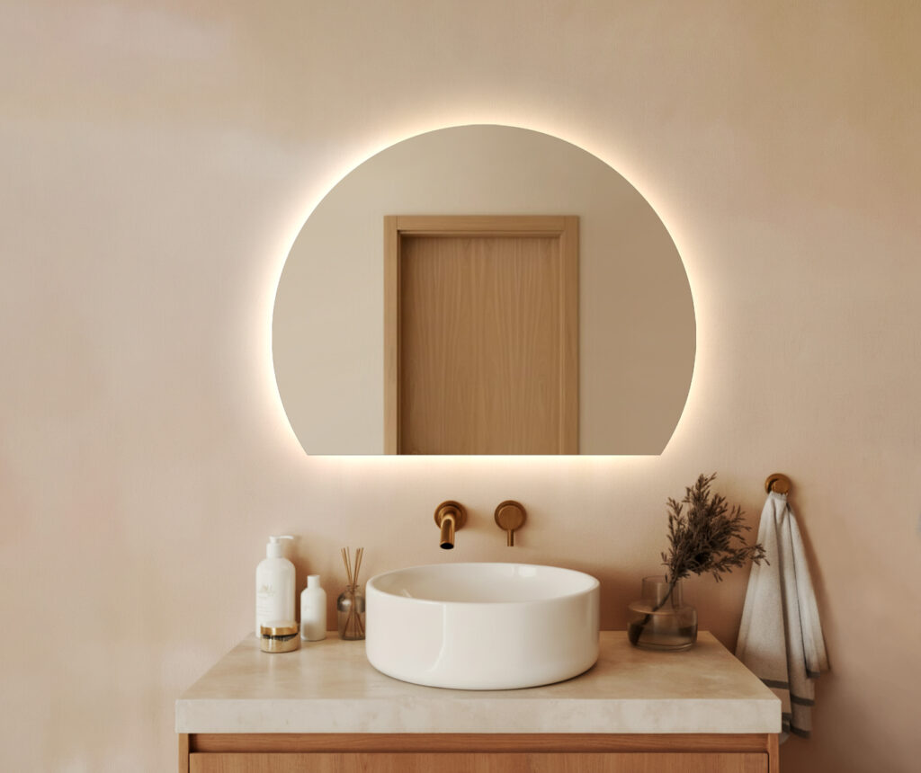 Lustro Półokrągłe podświetlane ze ścięciem z dołu