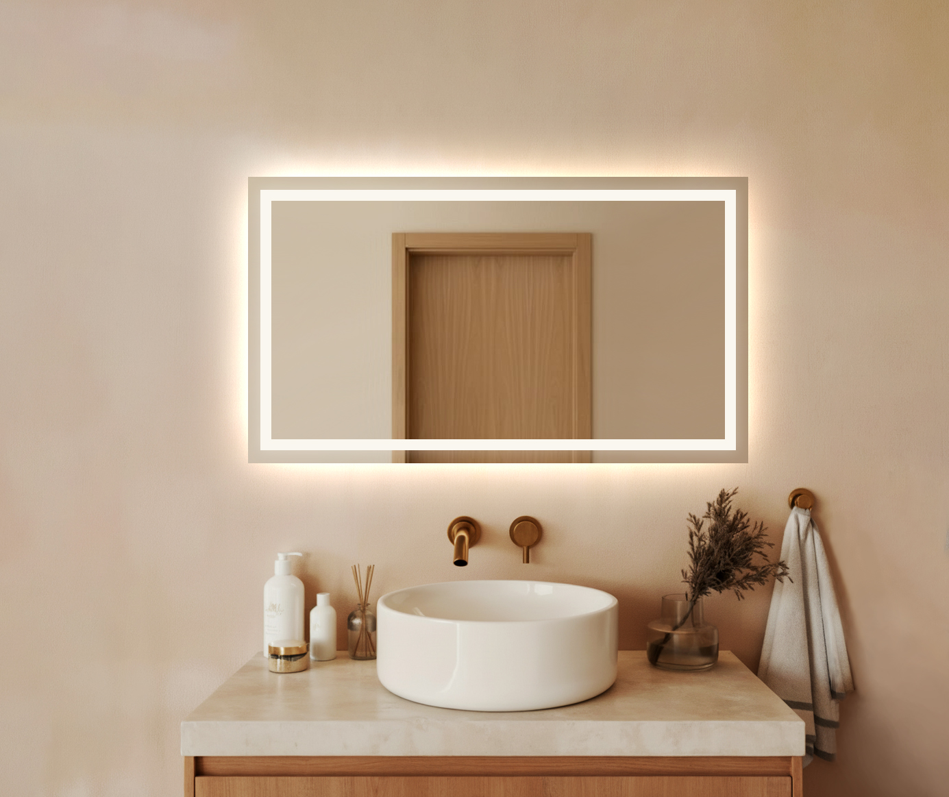 (Wyprzedaż) Lustro LED AMOS - Prostokątne sz 900mm x wys 700mm