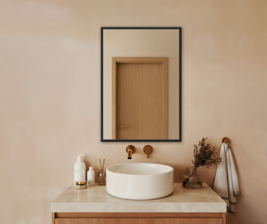 Lustro - w czarnej ramie aluminiowej mat loft bez oświetlenia