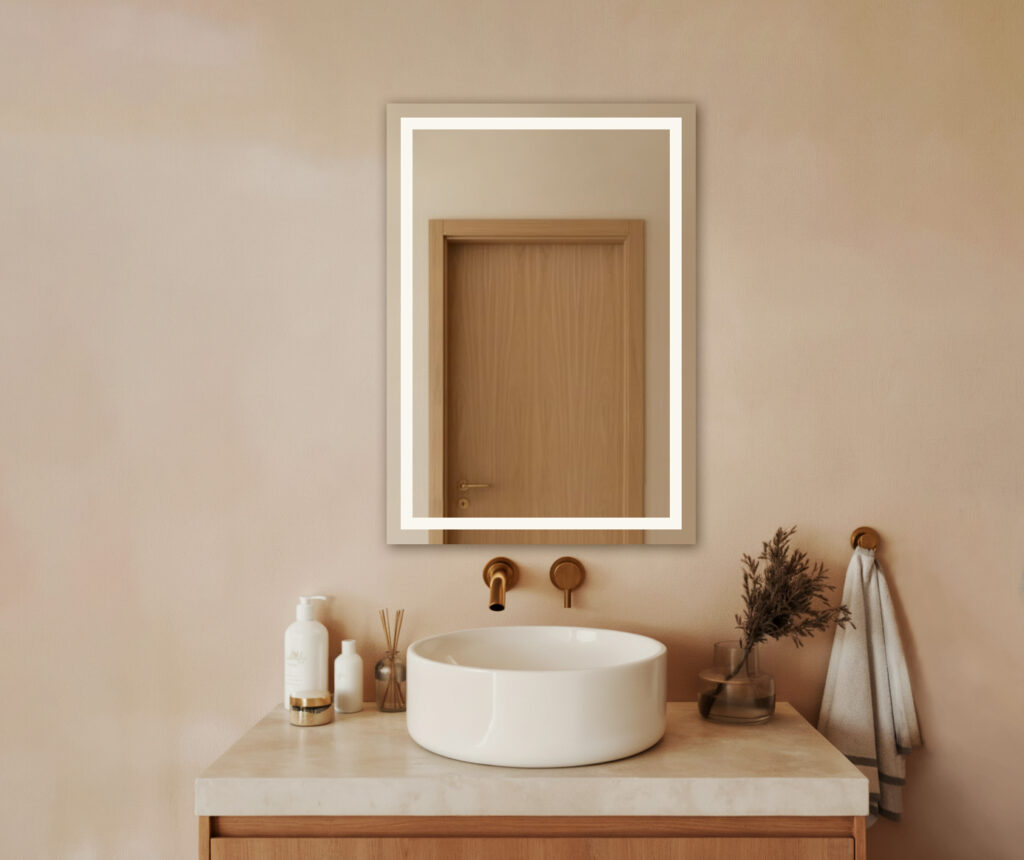 Lustro łazienkowe AMOS - Bez oświetlenia srebrne piaskowane wewnątrz