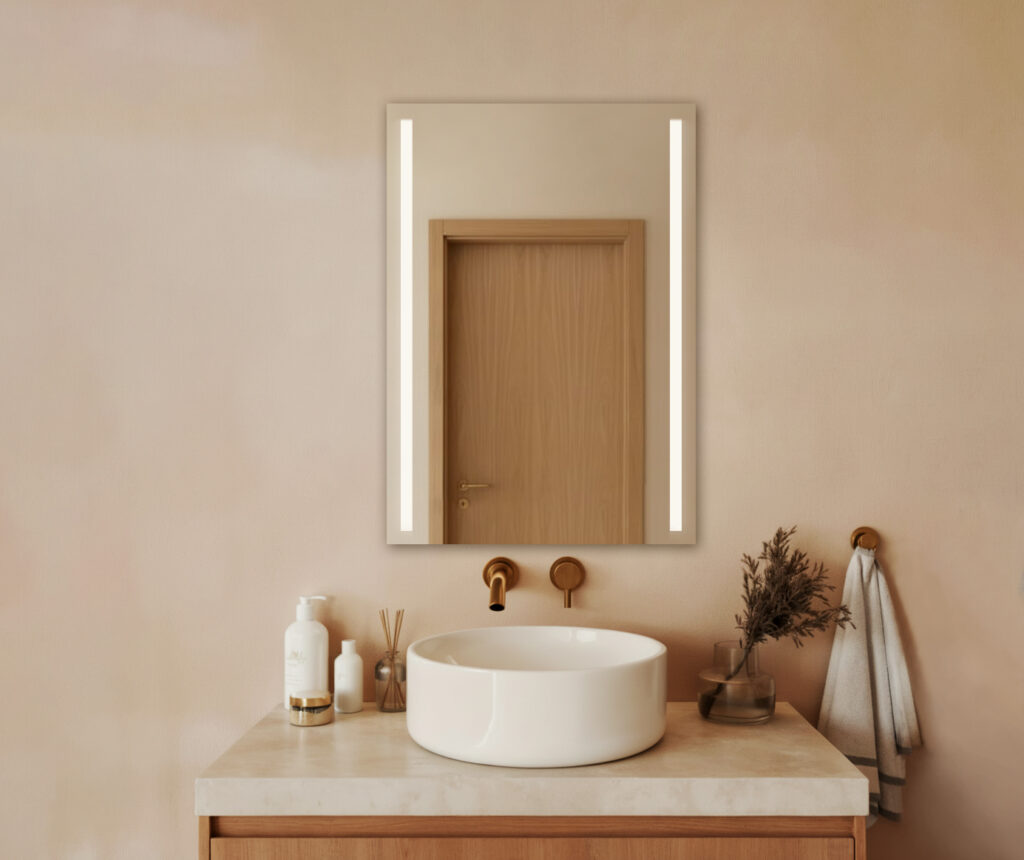 Lustro łazienkowe SAMUEL - Bez oświetlenia srebrne piaskowane po bokach