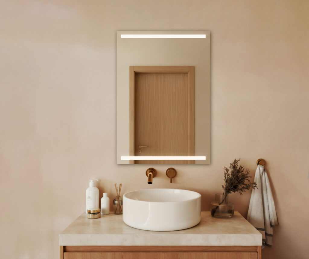 Lustro łazienkowe ELIASZ - Bez oświetlenia srebrne piaskowane góra dół