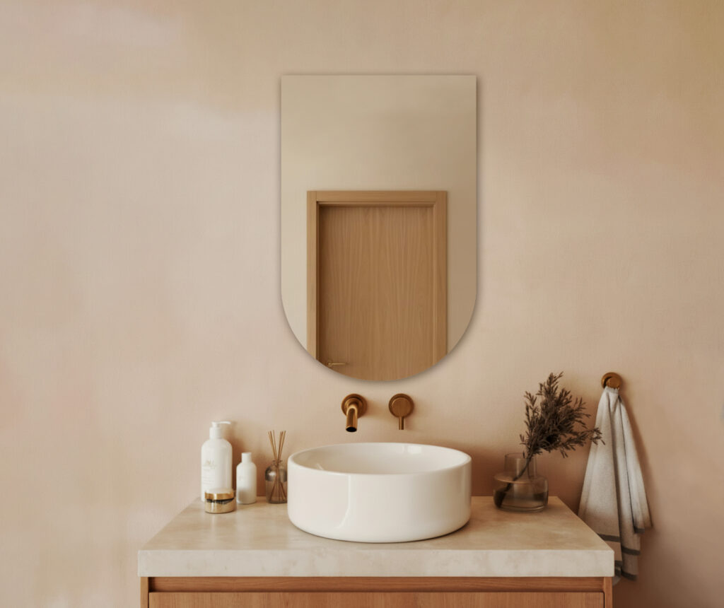 Lustro JAN - Półowalne srebrne bez oświetlenia LED