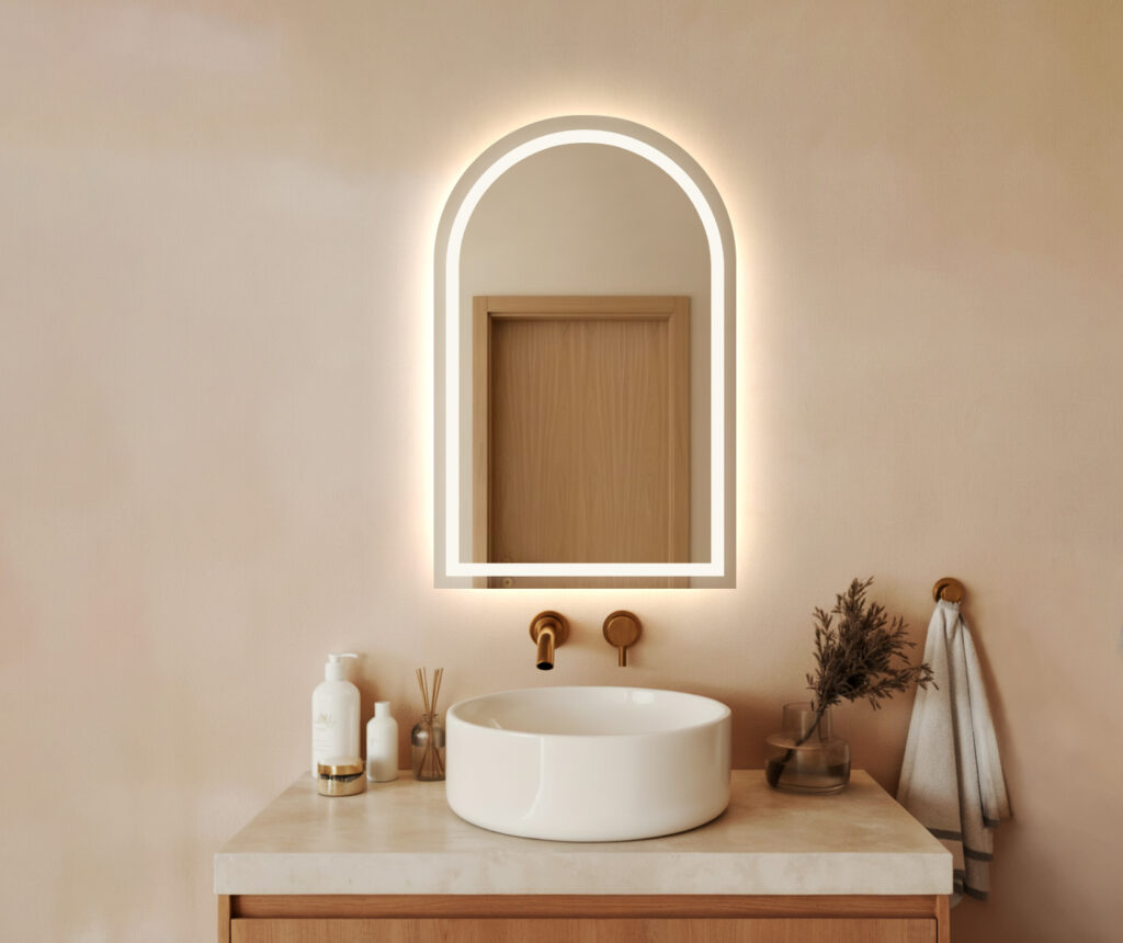 Lustro LED AMOS - Półowalne z podświetleniem LED