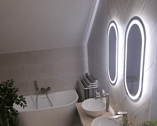 Lustro LED - Owalne Łazienkowe z piaskowaniem