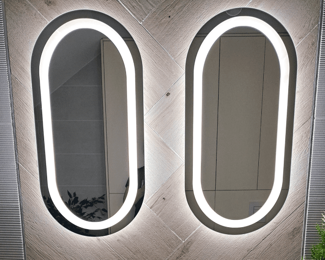 Lustro LED - Owalne Łazienkowe z piaskowaniem