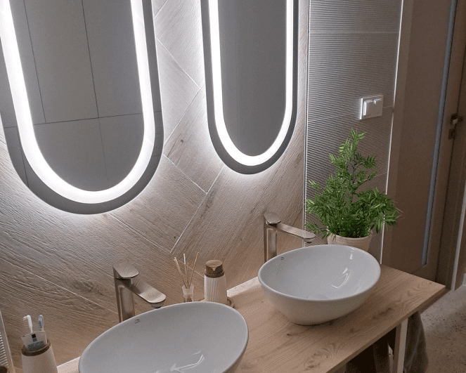 Lustro LED - Owalne Łazienkowe z piaskowaniem
