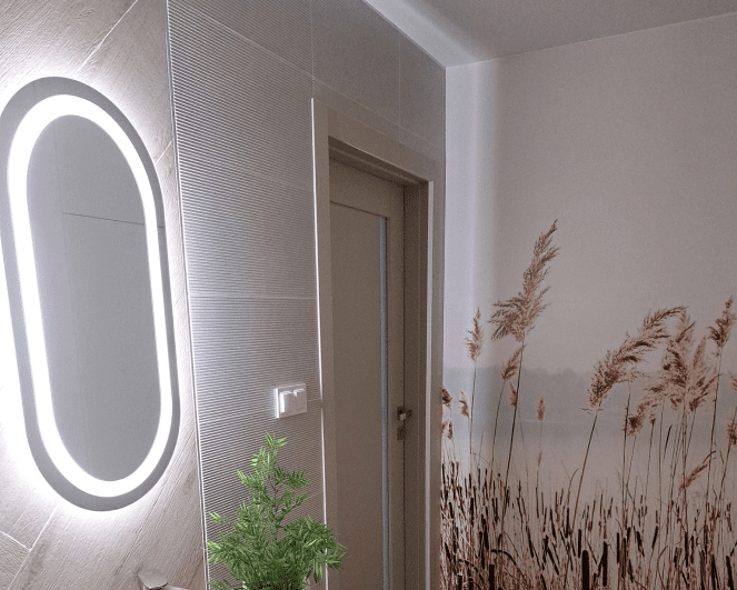 Lustro LED - Owalne Łazienkowe z piaskowaniem