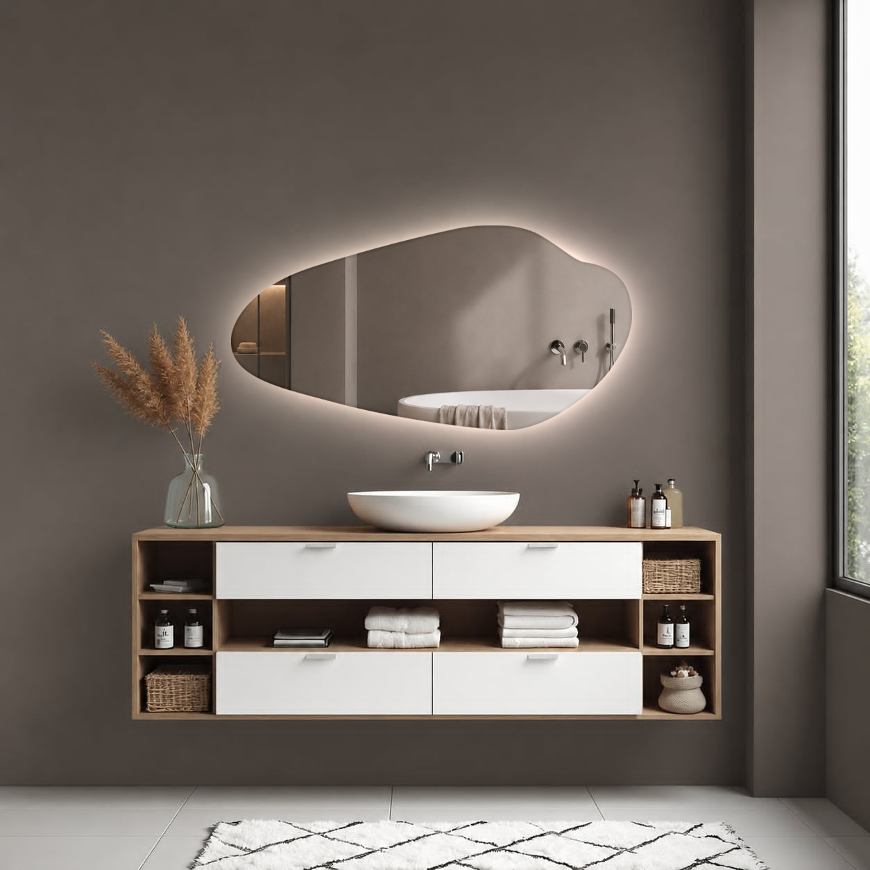 Lustro led izmael nieregularny organiczny kształt