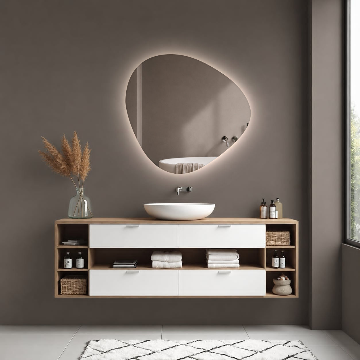 Lustro led izmael nieregularny organiczny kształt