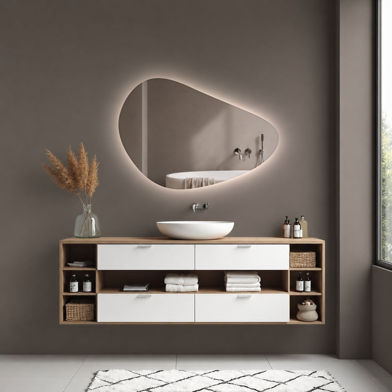 Lustro led izmael nieregularny organiczny kształt