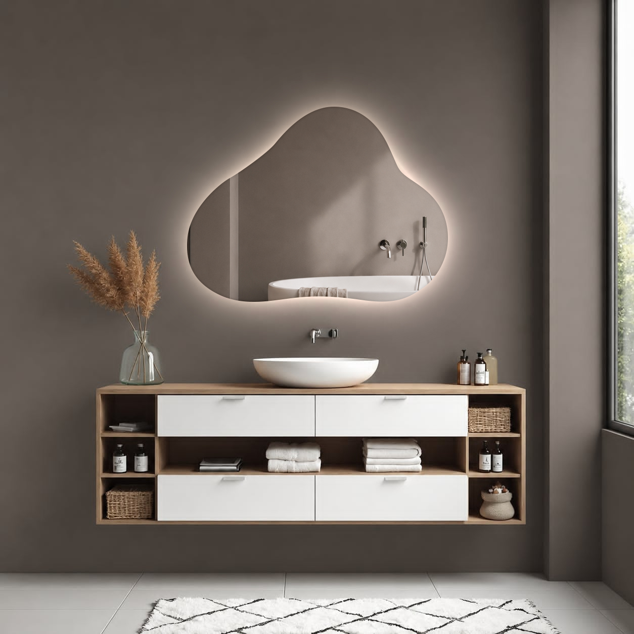 Lustro led izmael nieregularny organiczny kształt