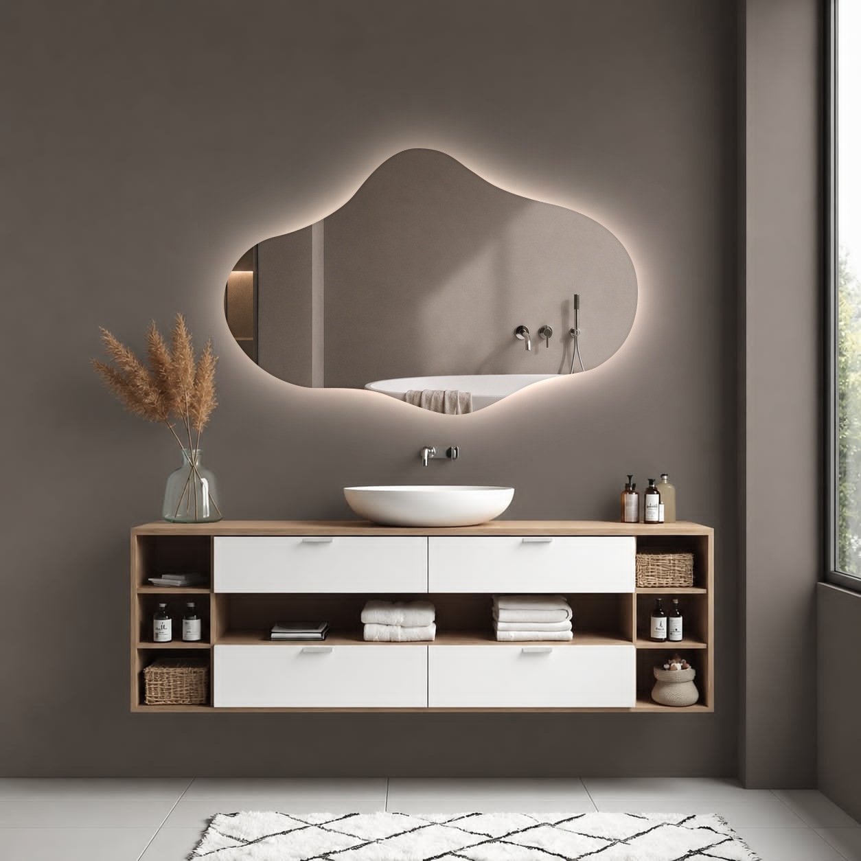 Lustro led izmael nieregularny organiczny kształt