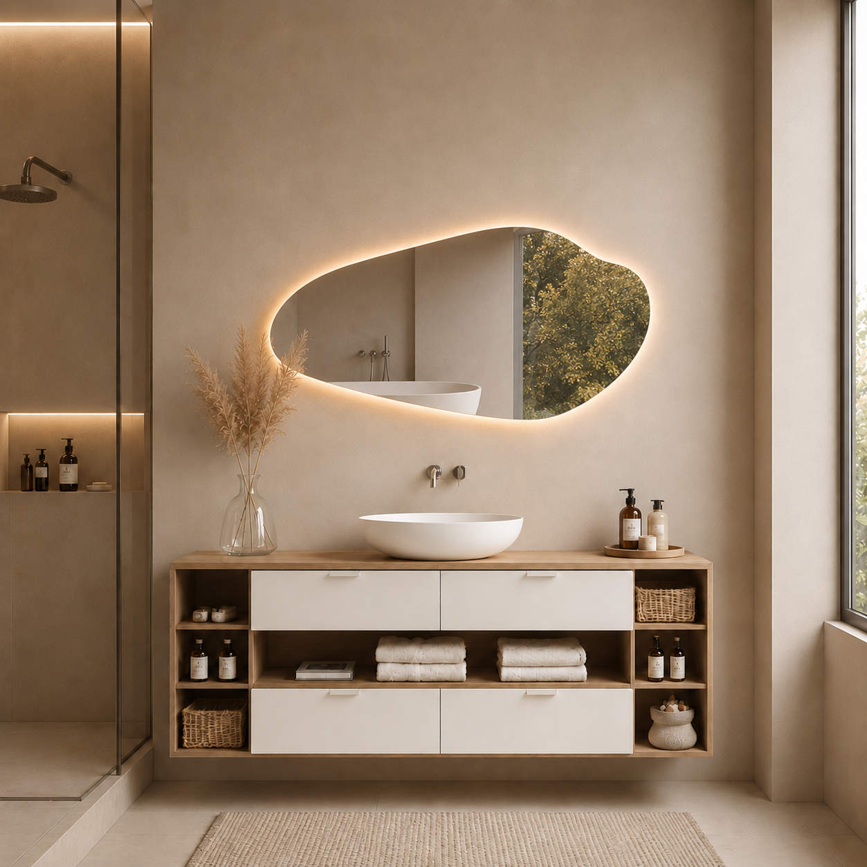 Lustro led izmael nieregularny organiczny kształt
