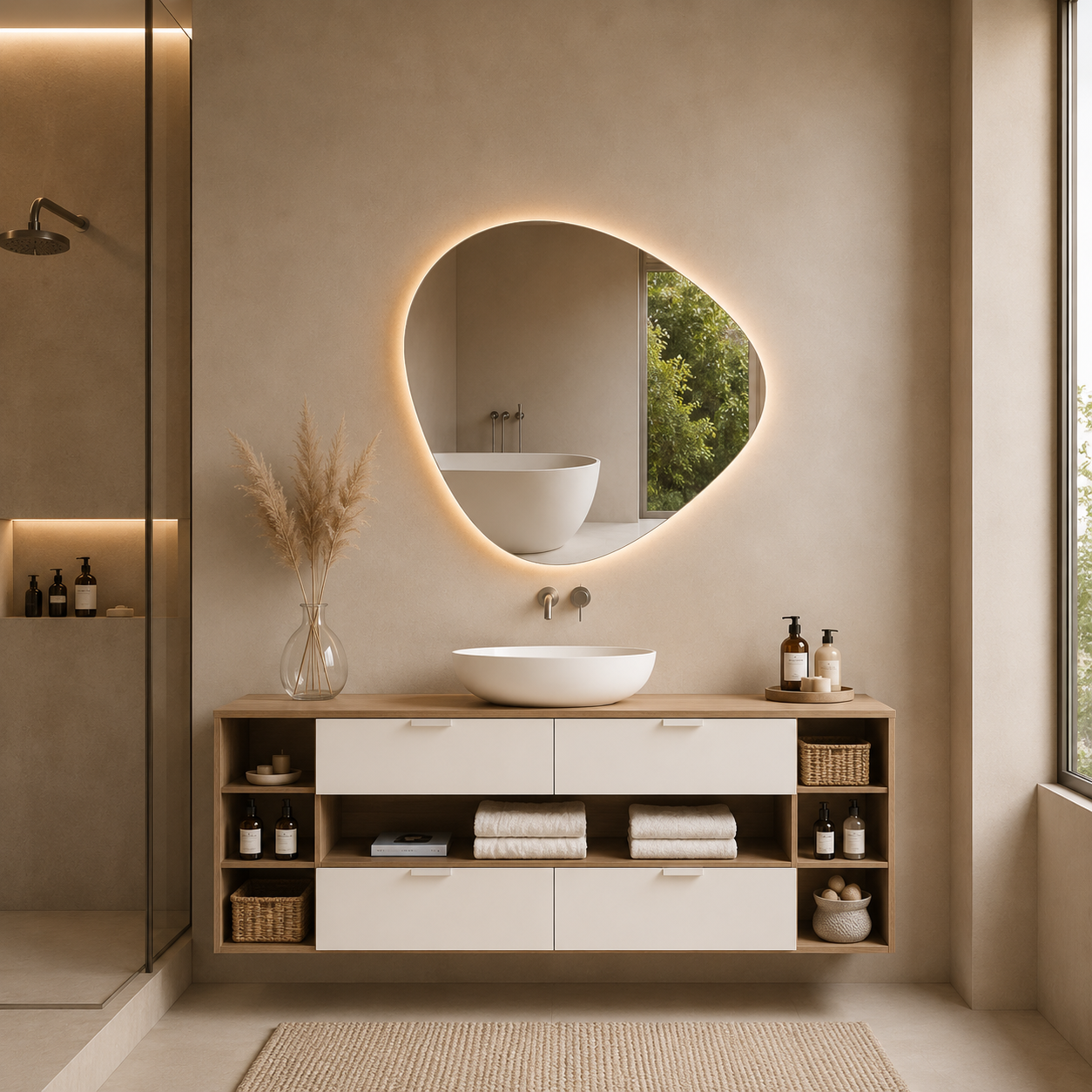 Lustro led izmael nieregularny organiczny kształt