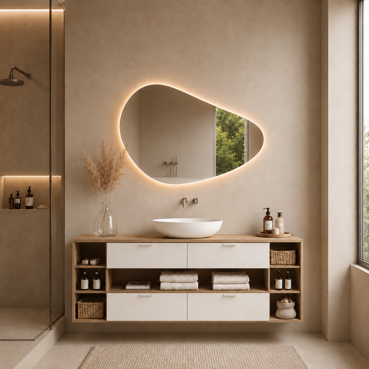 Lustro led izmael nieregularny organiczny kształt