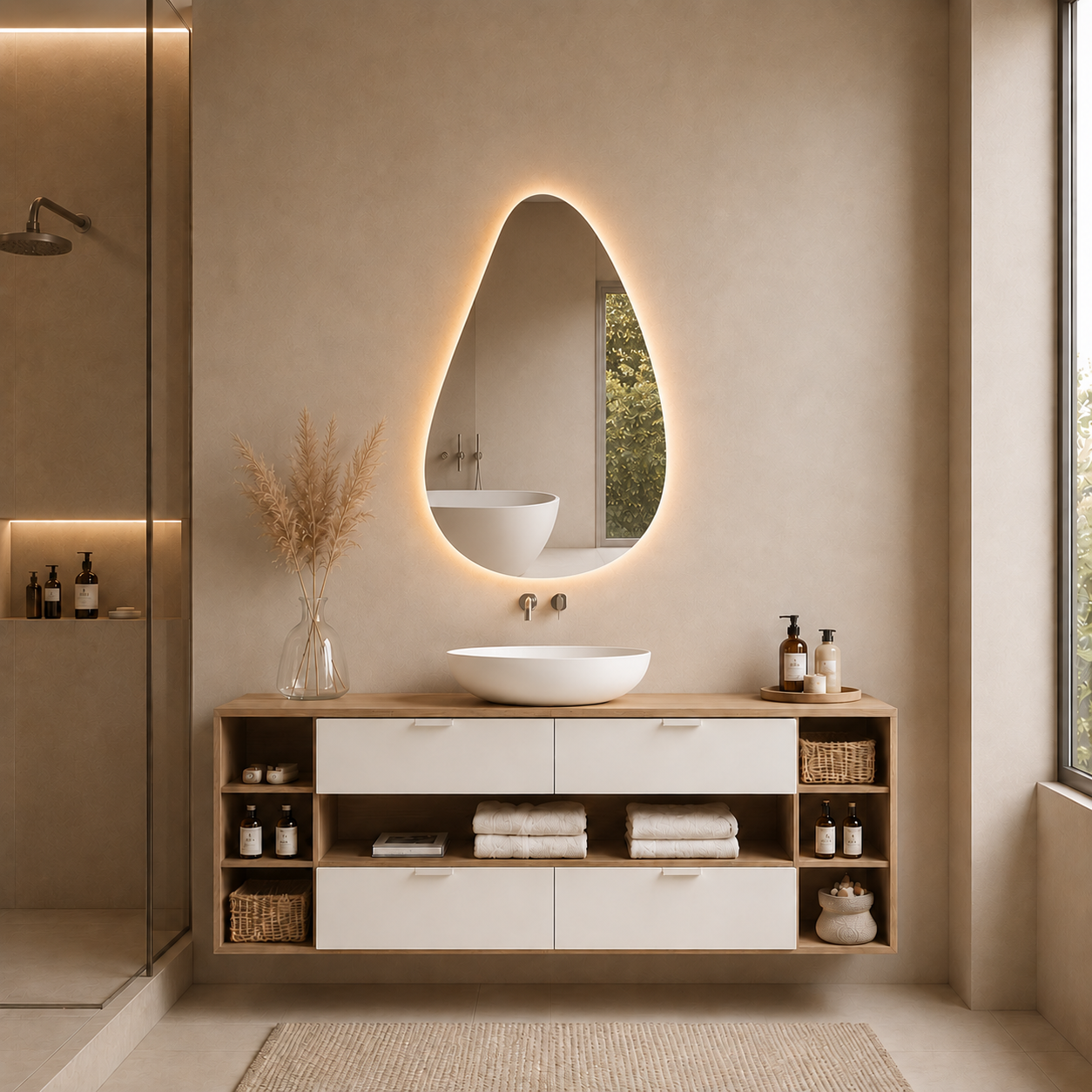 Lustro led izmael nieregularny organiczny kształt