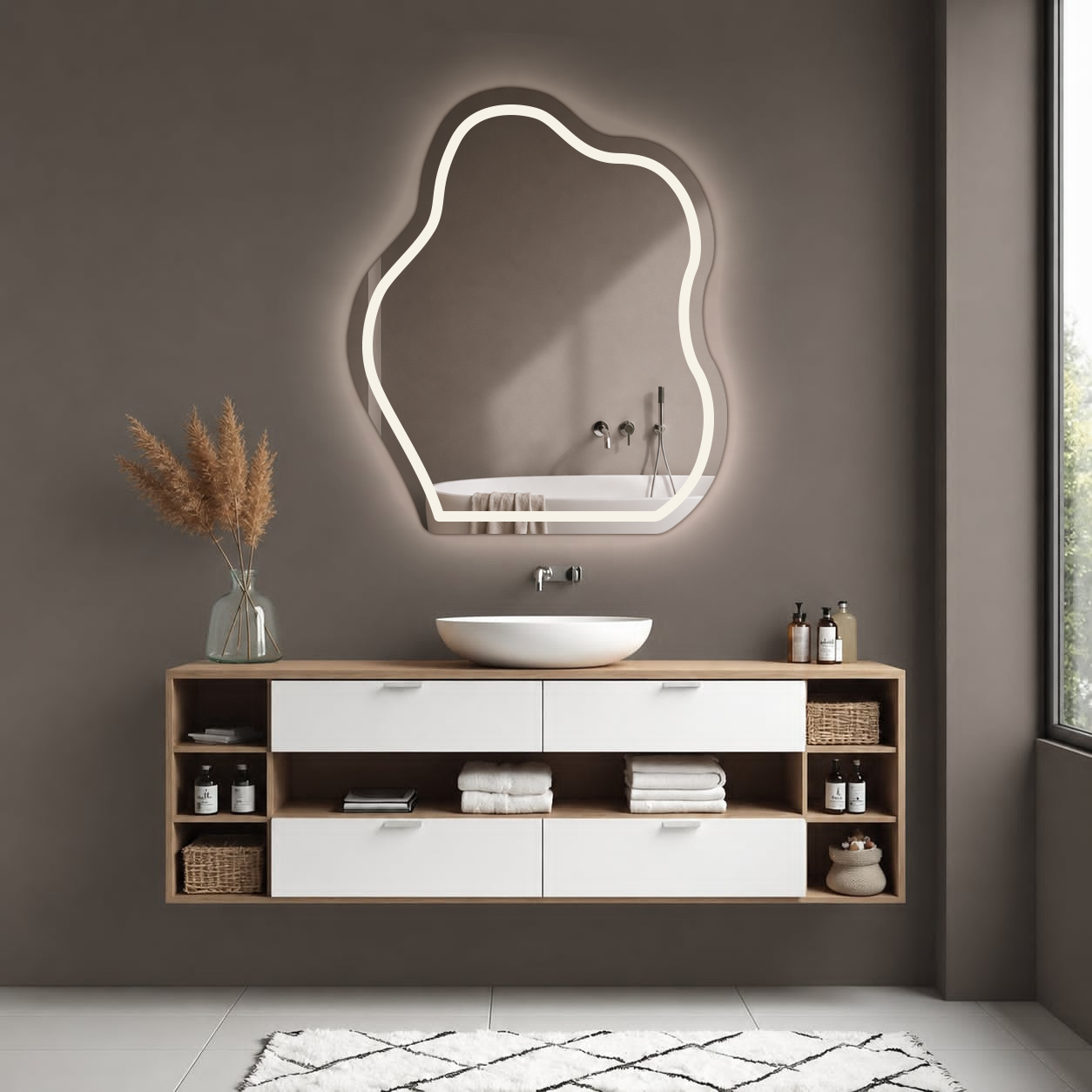 Lustro LED AMOS nieregularny organiczny kształt Model 7